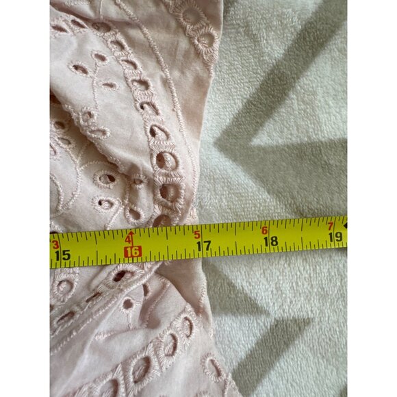 French Connection Womens Blouse Sz 6 Pink Eyelet Ruffles CottageCore Coquette - Picture 6 of 10